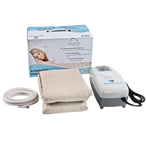 Vaunn Medical Air Pressure Mattress Topper Twin Size 36x78 with Whisper-Quiet Pump