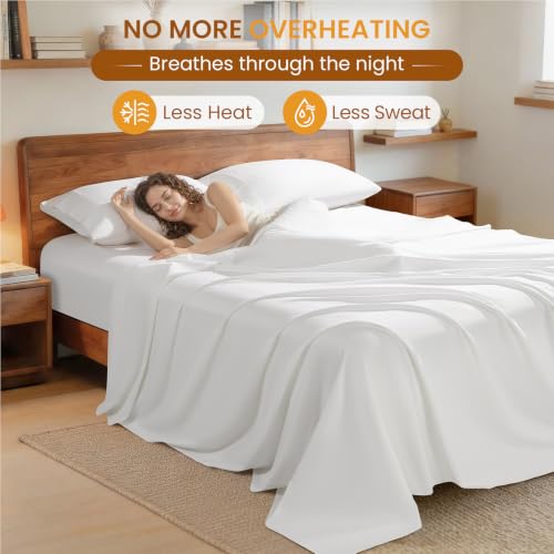 Queen Egyptian Cotton Bed Sheet Set 1000 Thread Count White - Durable & Soft