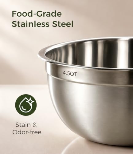 RFAPPMV Beige 6-Piece Stainless Steel Mixing Bowls Set with Lids & Graters