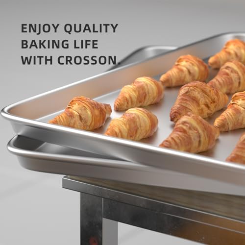 Crosson 16x24 Inch Commercial Aluminum Cookie Sheet Pan Set of 3 - Baking Tray & Jelly Roll Pan