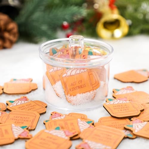 Threehoney 25 Pcs Christmas Advent Wooden Tokens Set with Cocoa Cup Variant