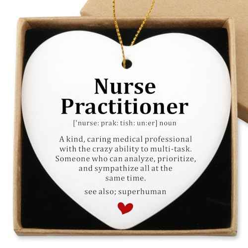 Nurse Practitioner Gifts for Women Hanging Ornament NP Graduation Gifts Nurse Appreciation Thank You Nurses Week Gift Medical Assistant Gift Hialektur Christmas Ceramic Heart Keepsake
