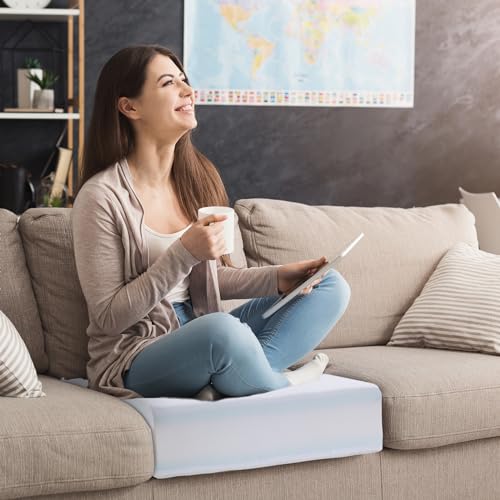 White Memory Foam Couch Cushion Replacement - 6 Inch Thick, 24x27 Inches - Supportive Sofa Insert with Removable Cover