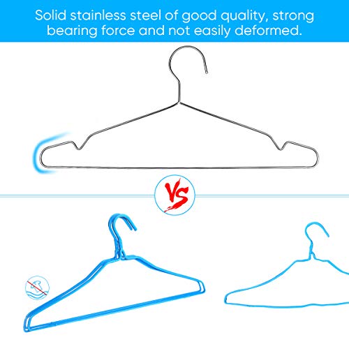 Fayleeko 50 Pack Stainless Steel Wire Hangers 16.5 Inch Heavy Duty Space Saving