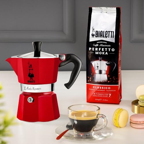 6-Cup Red Stovetop Espresso Maker - Moka Pot for Authentic Italian Coffee