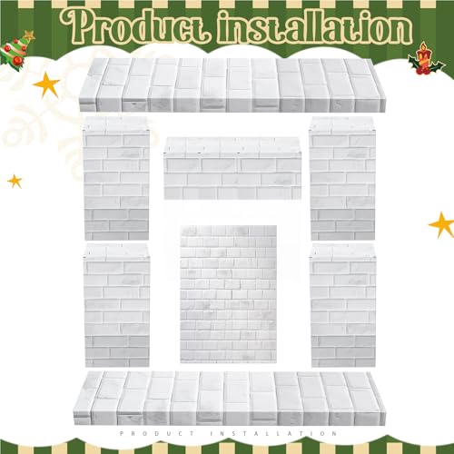 Fullhawl White Christmas Cardboard Fireplace 35.5x29x8 Inch Holiday Decor