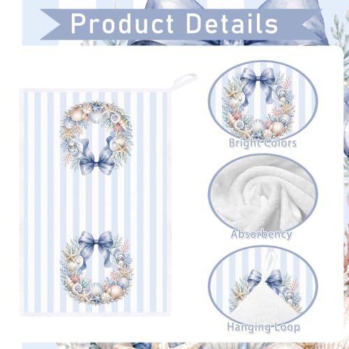 Coastal Christmas Beach Seashell Kitchen Towels - InIsaJace Coastal Christmas