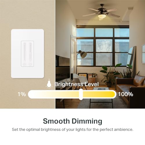 Kasa Smart Ceiling Fan Control & Dimmer Switch KS240 - Single Pole, 4 Fan Speeds & App Control