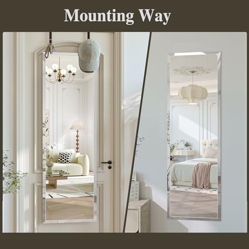 48x14 Inch Frameless Beveled Full Length Door Mirror - Over-the-Door Decor