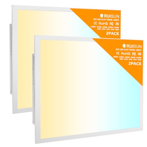 2 Pack 2x2FT LED Flat Panel Lights with 5 CCT Selectable, 4800LM, ETL Certified