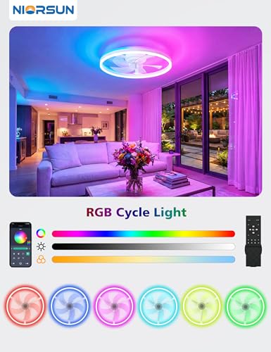 White 20-Inch RGB Ceiling Fan with Light and Remote - Smart Fandelier