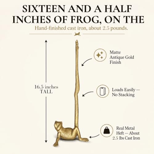WallCharmers Gold Frog Paper Towel Holder & Metal Toilet Stand