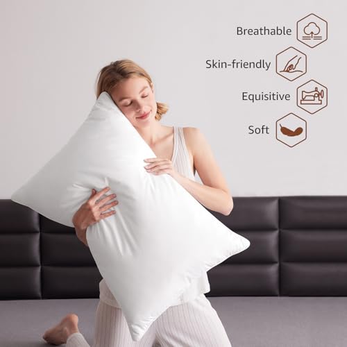King Size Goose Feather and Down Pillow Set of 2 - Hotel Quality Bed Pillows