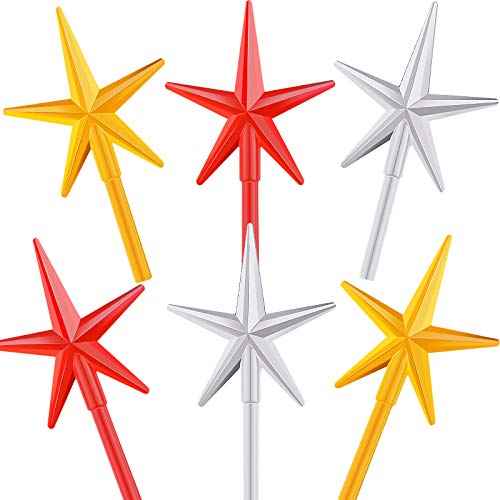 WILLBOND 6 Pieces Ceramic Christmas Tree Star Replacement Light Ceramic Tree Star Ornament Christmas Replacement Light Bulbs Accessories(Red, Yellow, Transparent)