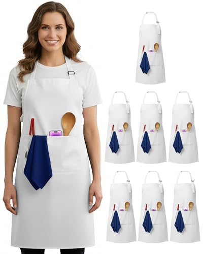 Xeoxarel Adjustable Bib Apron with 2 Pockets, Cooking Kitchen Aprons for Women Men Chef, Black