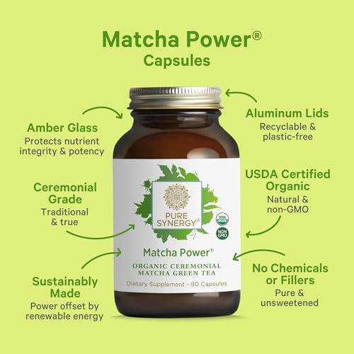 Organic Matcha Green Tea Capsules - Ceremonial Grade, 90 Count