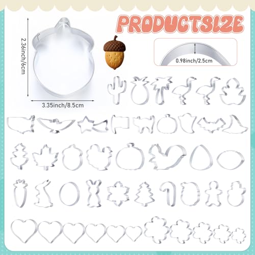 Maxdot 44-Piece Halloween Cookie Cutter Set Stainless Steel for Fall & Holiday Baking