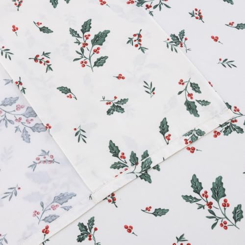 DAUAOTO Christmas Holly Berries Cotton Sheets Set Twin XL Pattern 19#