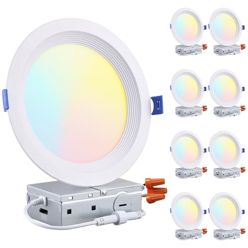 6 Inch Slim LED Recessed Lights - 8 Pack 5CCT Anti-Glare Aluminum Downlights