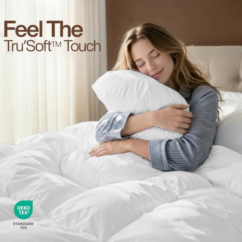 California King Comforter Duvet Insert White 96 x 102 Inch - All-Season Fluffy Bed Quilt