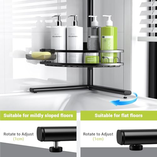 Aitatty Black Standing Shower Caddy Corner Rustproof Bathroom Shelf