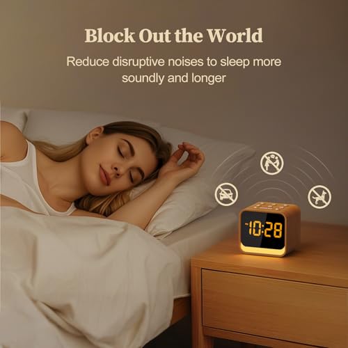 Wooden Sound Machine Alarm Clock with Birdsong & White Noise - Oak