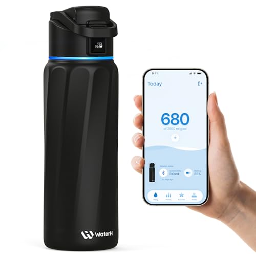 WaterH BOOST Smart 32oz Water Bottle Tracker with Reminder, Black