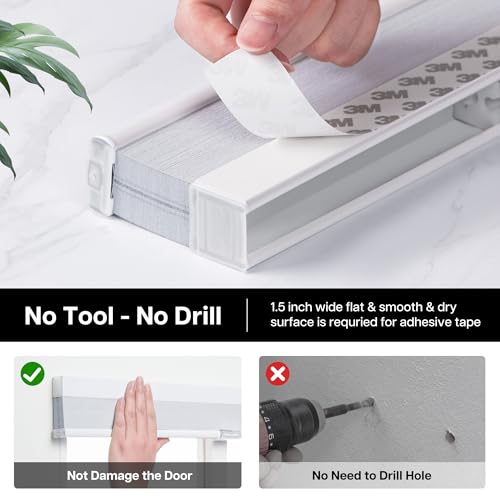 LazBlinds No-Drill Cordless Blackout Cellular Shade for Doors 22x78 White