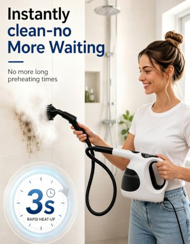KZTUPJ Handheld Steam Cleaner - Fast 3s Heat, 400ML Tank, Lightweight & Multi-Surface