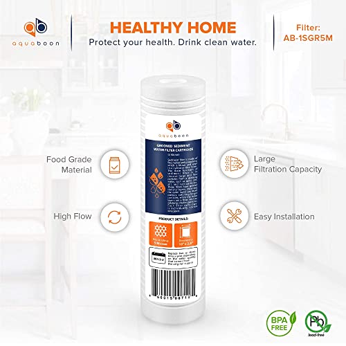 Aquaboon 5 Micron 10x2.5 Grooved Sediment Water Filter Cartridge - Pack of 25
