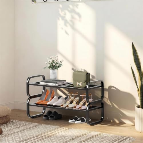 2-Tier Expandable Shoe Rack - Adjustable Closet & Entryway Organizer