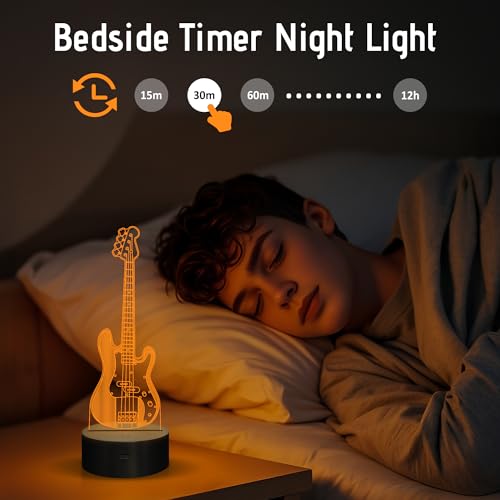 Guitar Gifts, Bass Guitars Night Light, Music Lamp with 16 Colors Changing & Timer & Dimmer, Gifts for Birthday, Xmas, Graduation, Back to School for Men, Boys, Teachers, Guitar Player