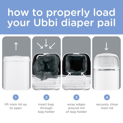 Ubbi Adult Diaper Pail White 13-Gallon Stainless Steel Incontinence Disposal Bin