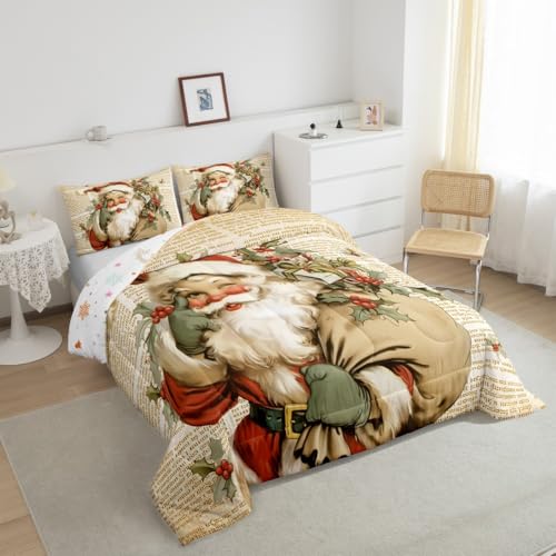 Feelyou Christmas Comforter Set Queen Light Brown Kids Bedding