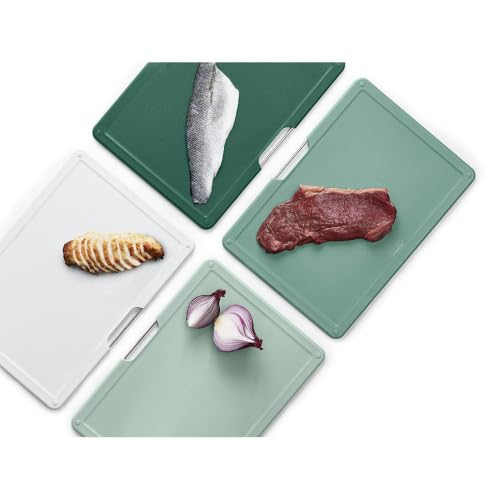 Joseph Joseph Folio Colour Coded 4-Piece Cutting Board Set with Storage Case - Sage Green / Silver / 14.1"L