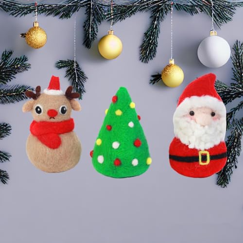 VEHICAR 3 Pack Santa Claus Needle Felting Kits for Beginners with Tools & Tutorial