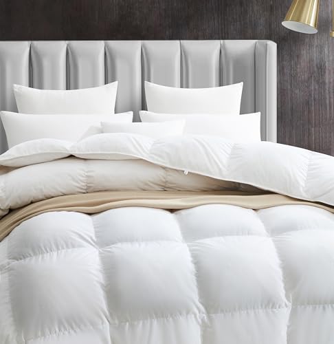 White All Season Oversized King Feather Down Comforter - Luxury Duvet Insert