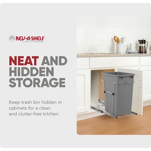 Pullout Trash Can for Kitchen Cabinets 35 Qt Silver - Easy Install