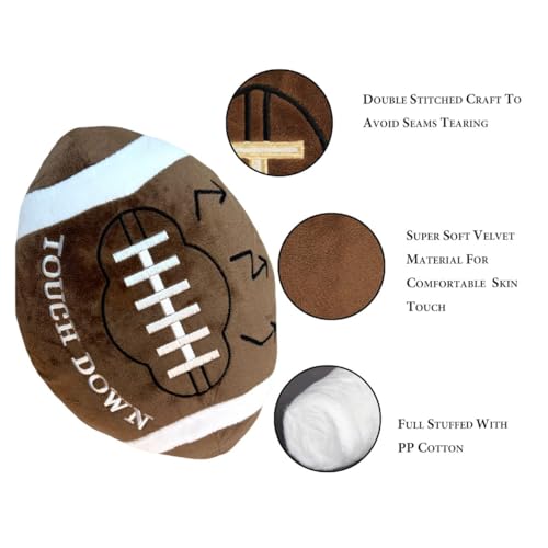 GiftExpress 2 Pack Football Plush Pillows - 12" Soft Fluffy Cotton Stuffed Football Shaped Throw Cushion Decor - Cuddly Game Day Sports Gifts for Kids & Adults