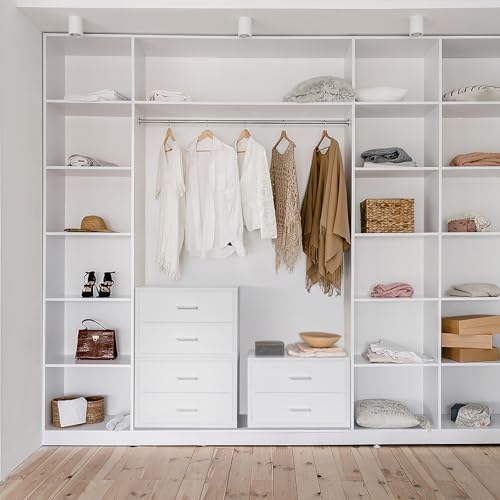 BOLUO White Stackable Fabric Storage Drawers - 15.7 x 21.1 x 16.1 Inches, 2 Pack, Modern Closet Organizer