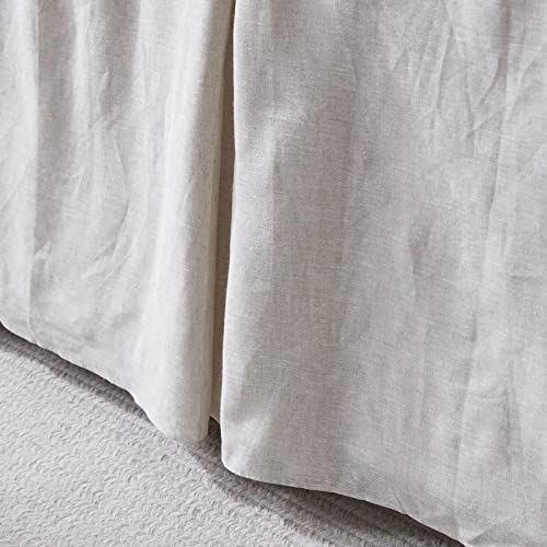 Flax-Basic Linen Bed Skirt 18 Inch King Tailored Dust Proof Fit - Simple&Opulence
