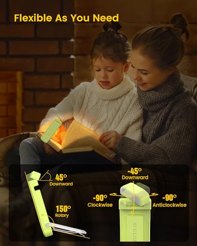 Glocusent Green USB Rechargeable Clip-On Book Light - Adjustable Brightness & Eye Care