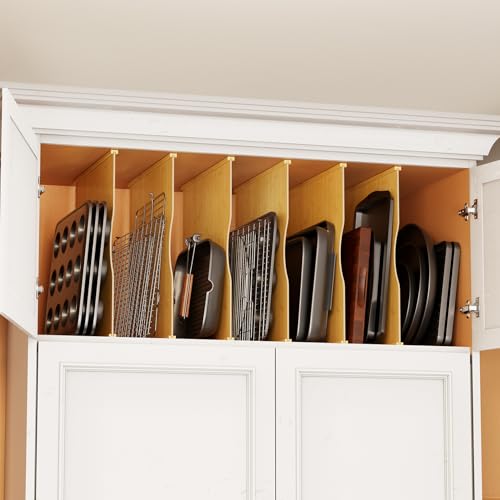 SpaceAid 6 Pack Cabinet Tray Dividers for Bakeware and Trays, Natural, 23.5"D x 23.7"H