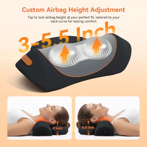 Black 3-in-1 Cordless Neck Massager Pillow with Heat Vibration & Traction
