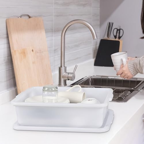 3-Pack Commercial Plastic Bus Tubs with Lids – 13L Food Service Storage & Wash Basins