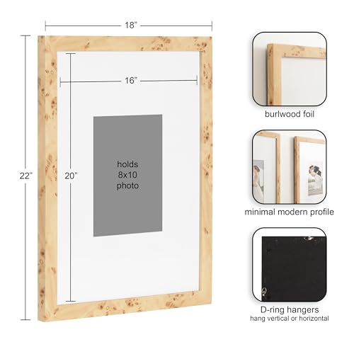 Faux Burlwood Picture Frame Set - 16x20 & 8x10 Wall Decor for Gallery Wall