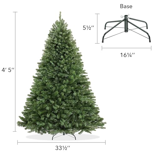 Casafield 4.5FT Realistic Green Artificial Christmas Tree with Metal Stand - 4ft 6in