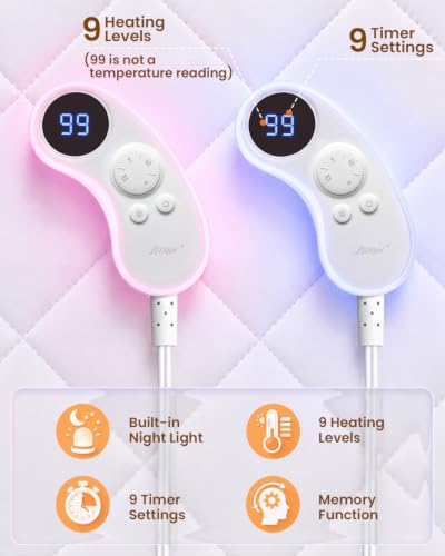 LEERUN Queen Heated Mattress Pad with Dual Control Fast Heating 125.6°F