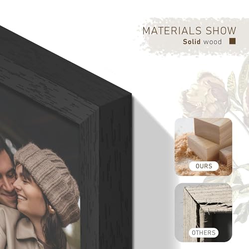 PEALSN 24x36 Black Wooden Poster Frame Wall Mount Display - Solid, Easy Install