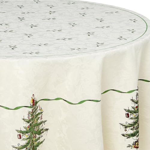 Spode Holiday 70-Inch Round Tablecloth with Christmas Tree Design